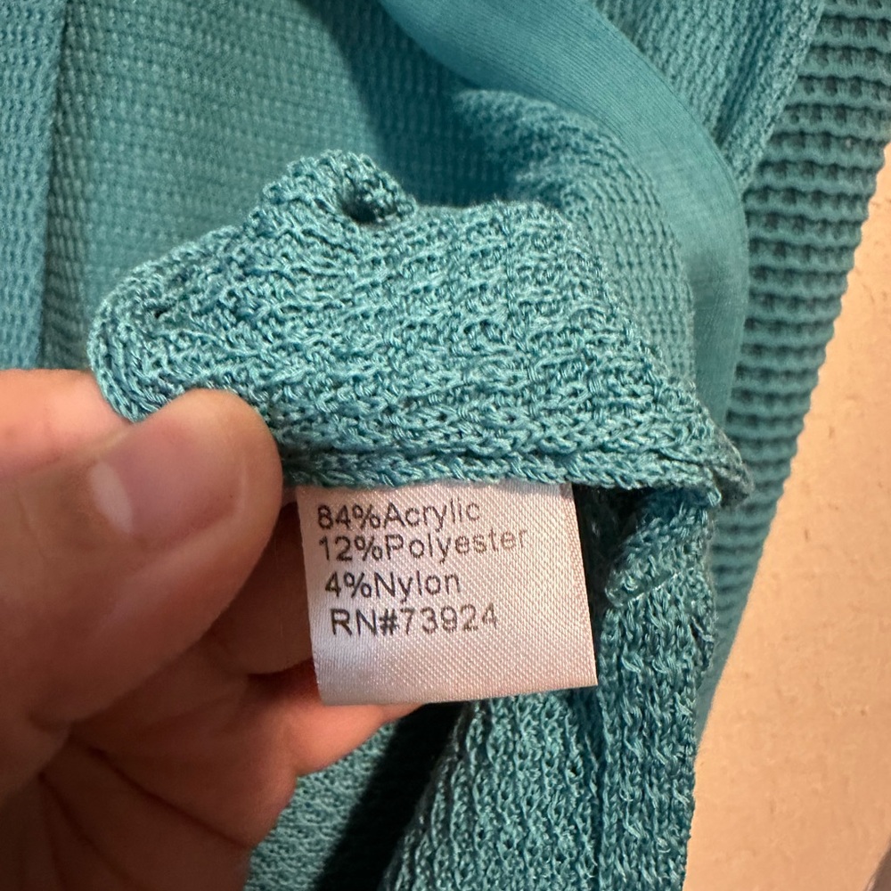MISOOK Sweater Cardigan Teal Work Career Office Classic‎ Open Front Size Medium - Picture 5 of 6